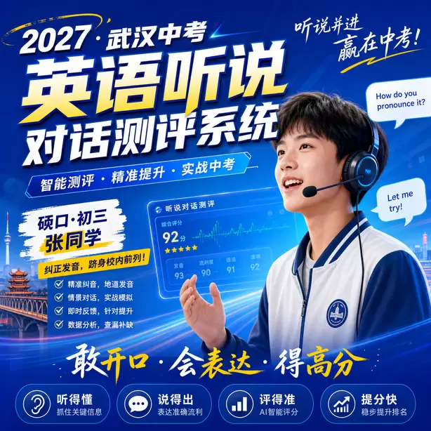 武汉中考听说机考训练时如何模拟考场噪音硚口&middot;初三张同学（纠正发音，跻身校内前列）